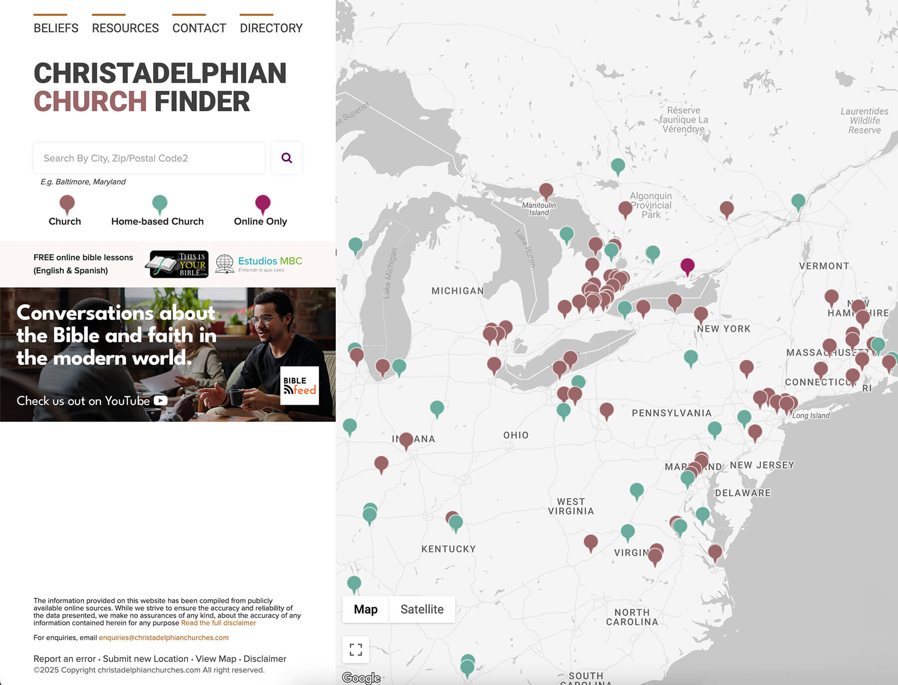 Christadelphian Church Map interactive map with global church locations